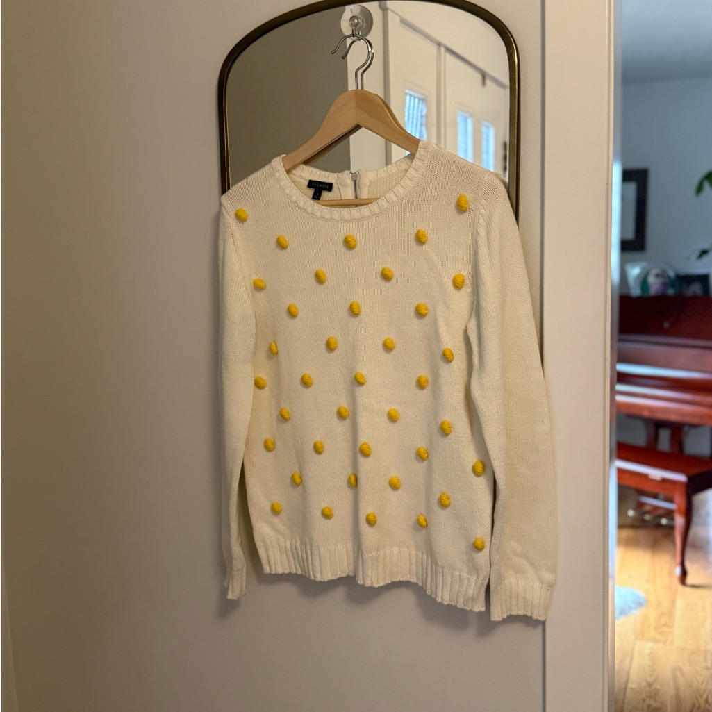 Talbots Cream Sweater With Yellow Accents